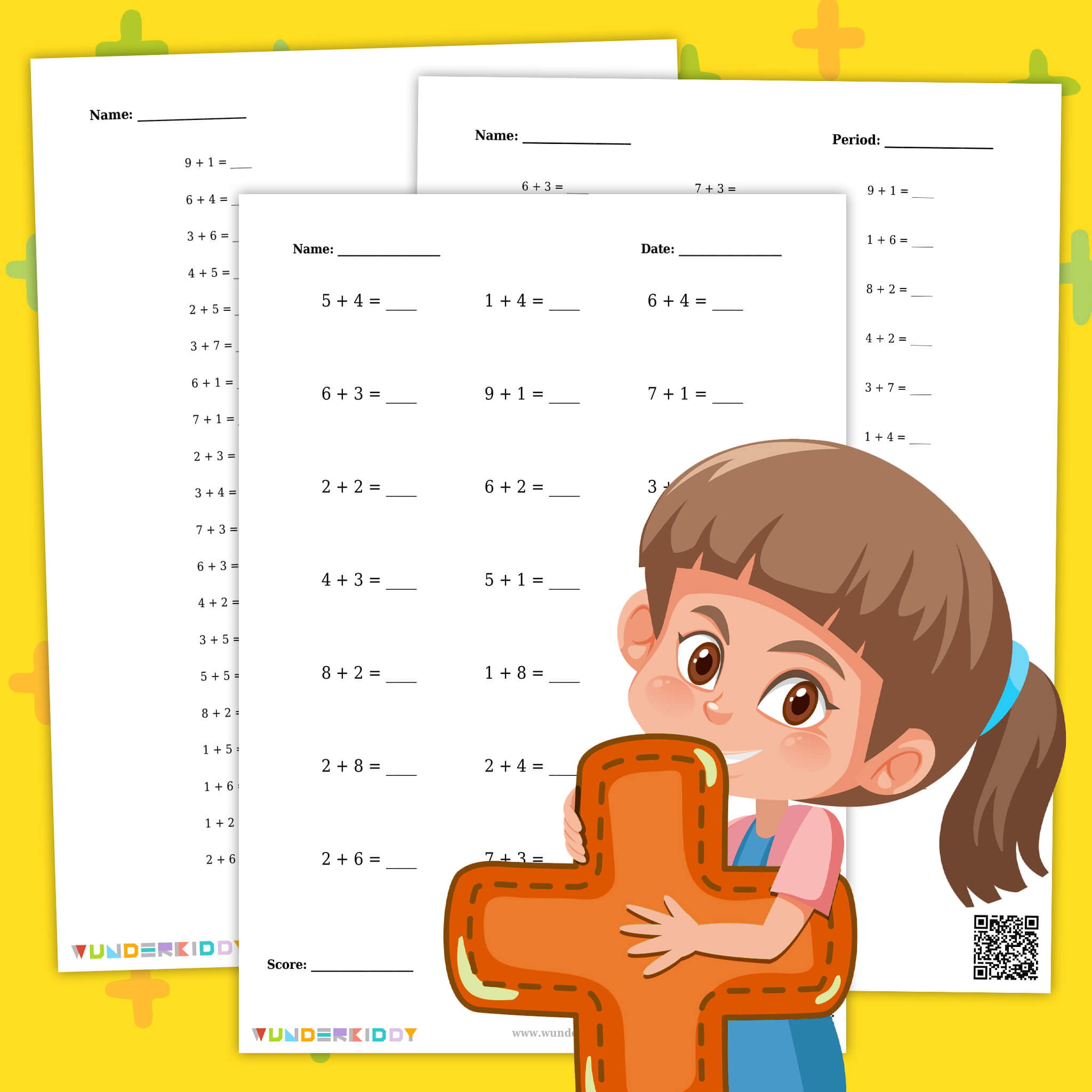 Рабочие листы на сложение до 10