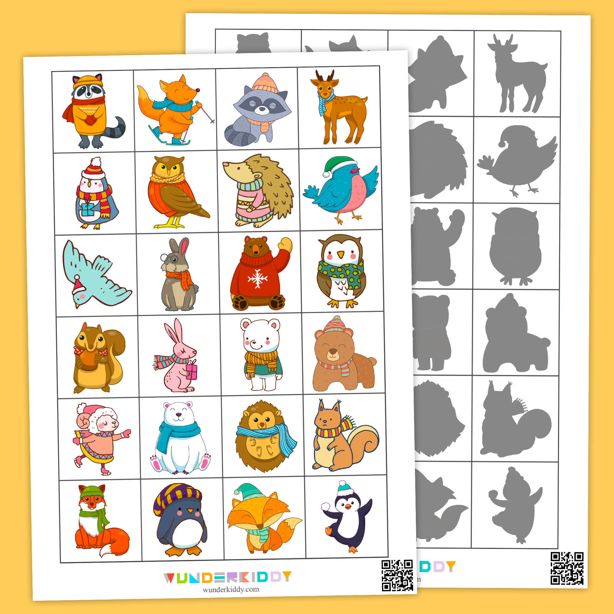 Winter Animals Shadow Matching Activity
