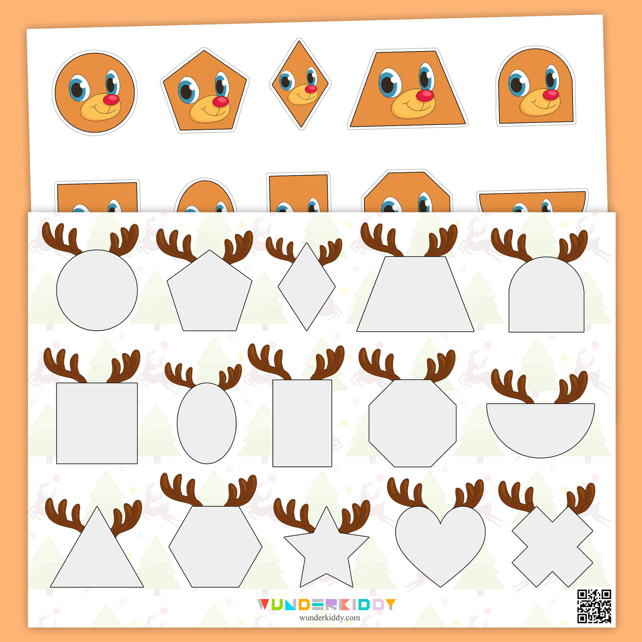 Christmas Reindeer Geometric Shapes Activity