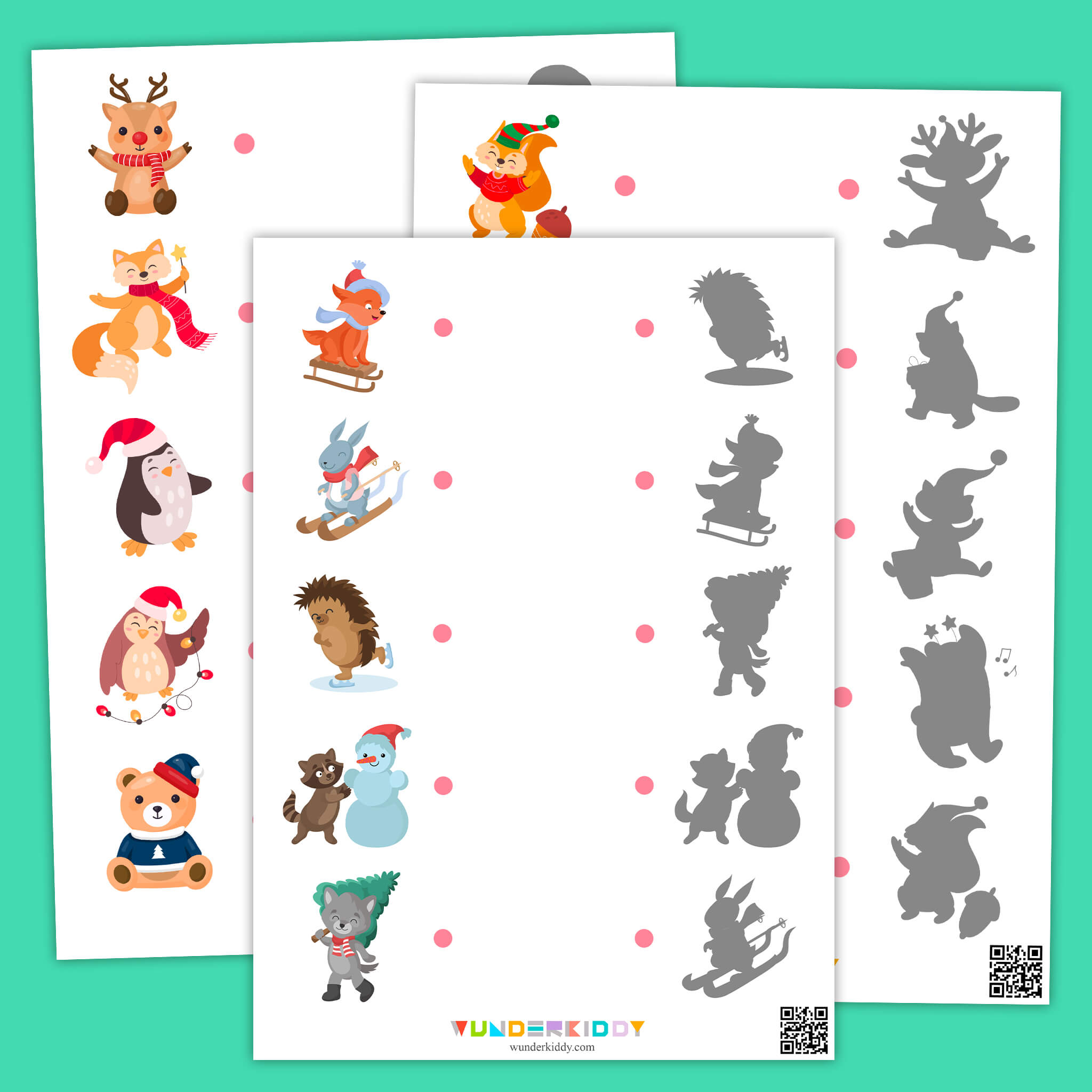 Holiday Animals Matching Worksheet