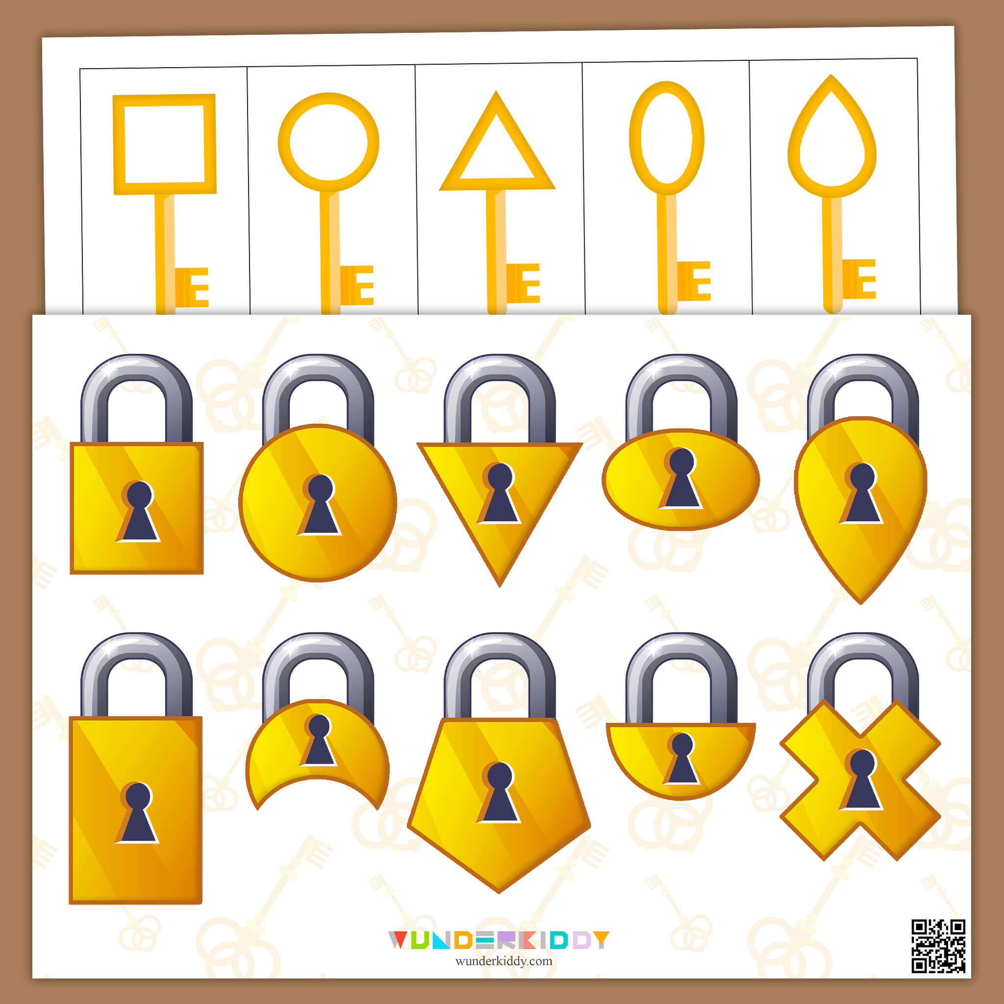 Key and Lock Shapes File Folder Game