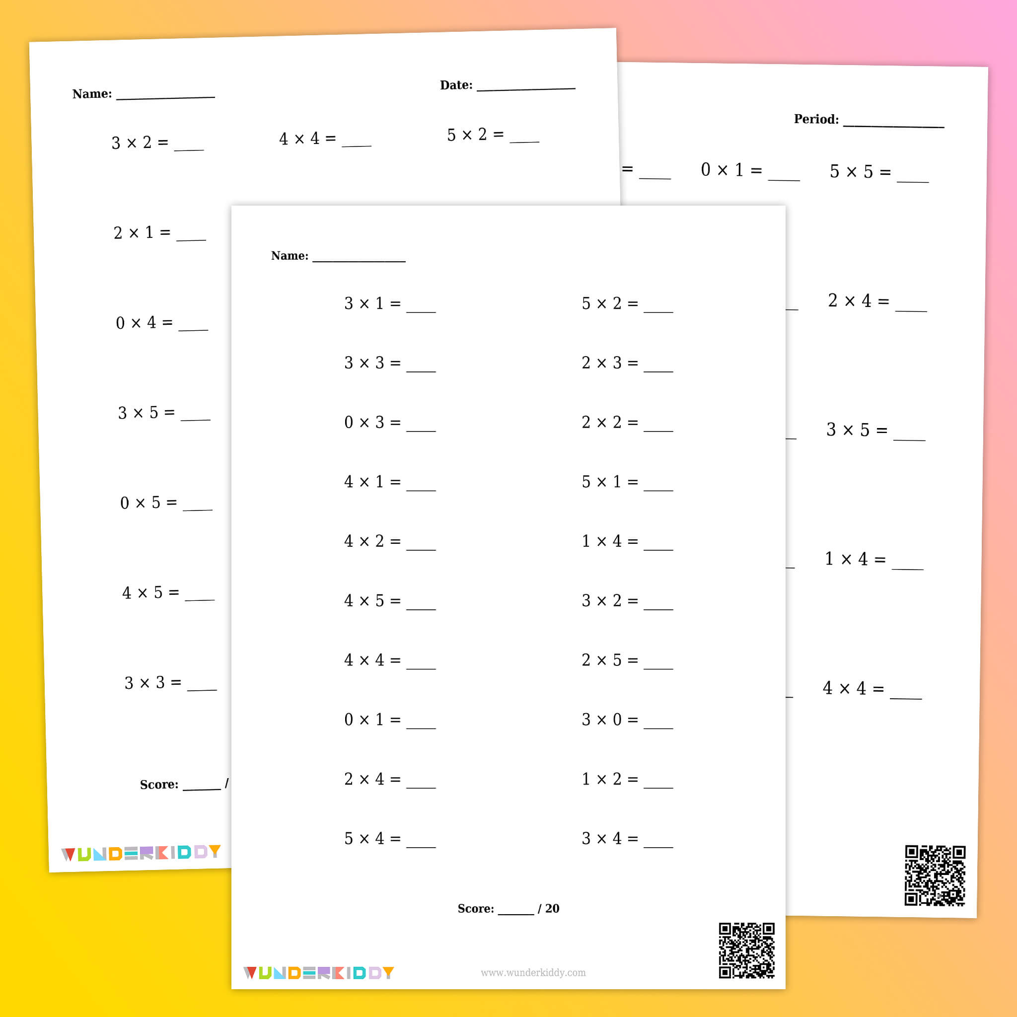 Таблица умножения до 5