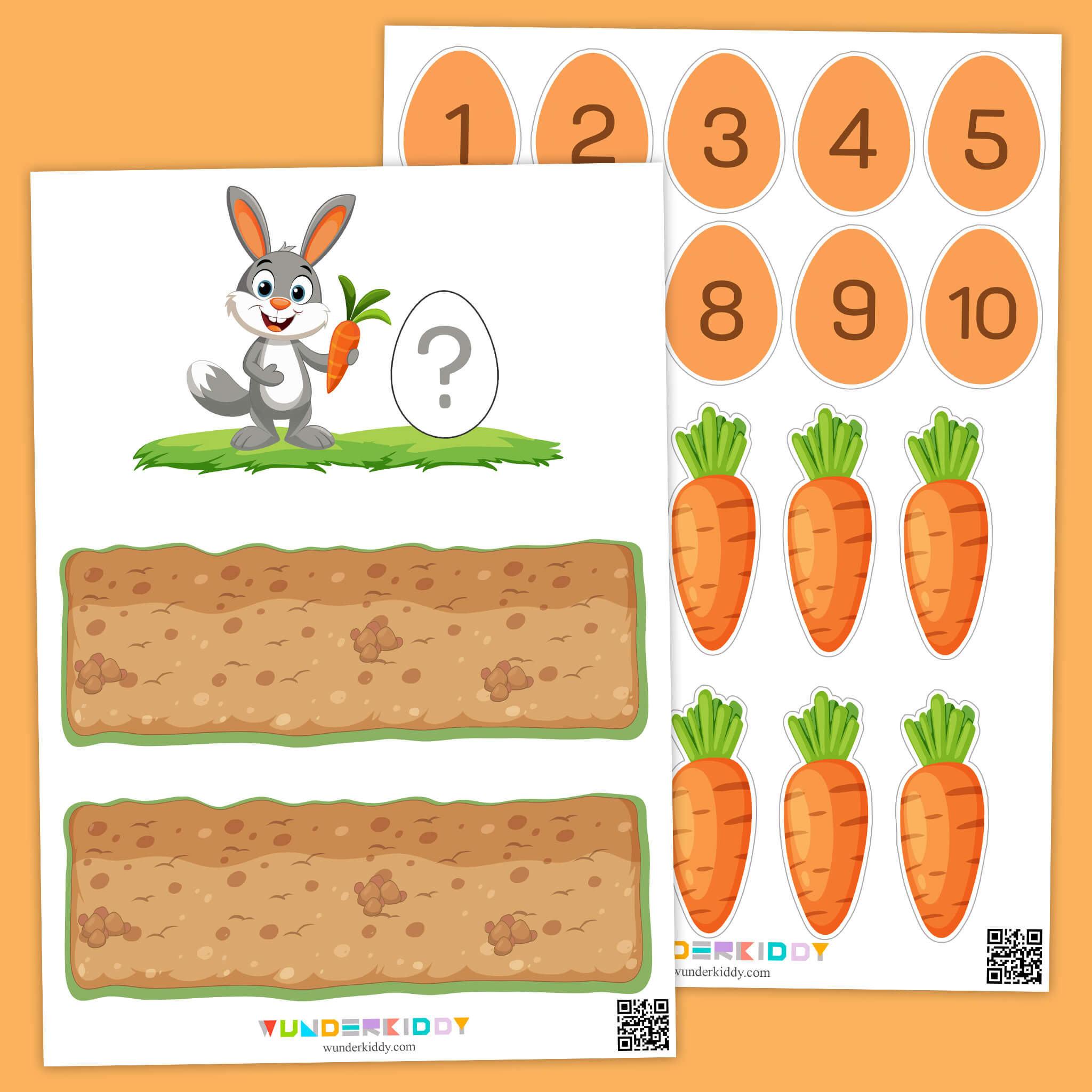 Learn Numbers Carrot Garden Worksheets