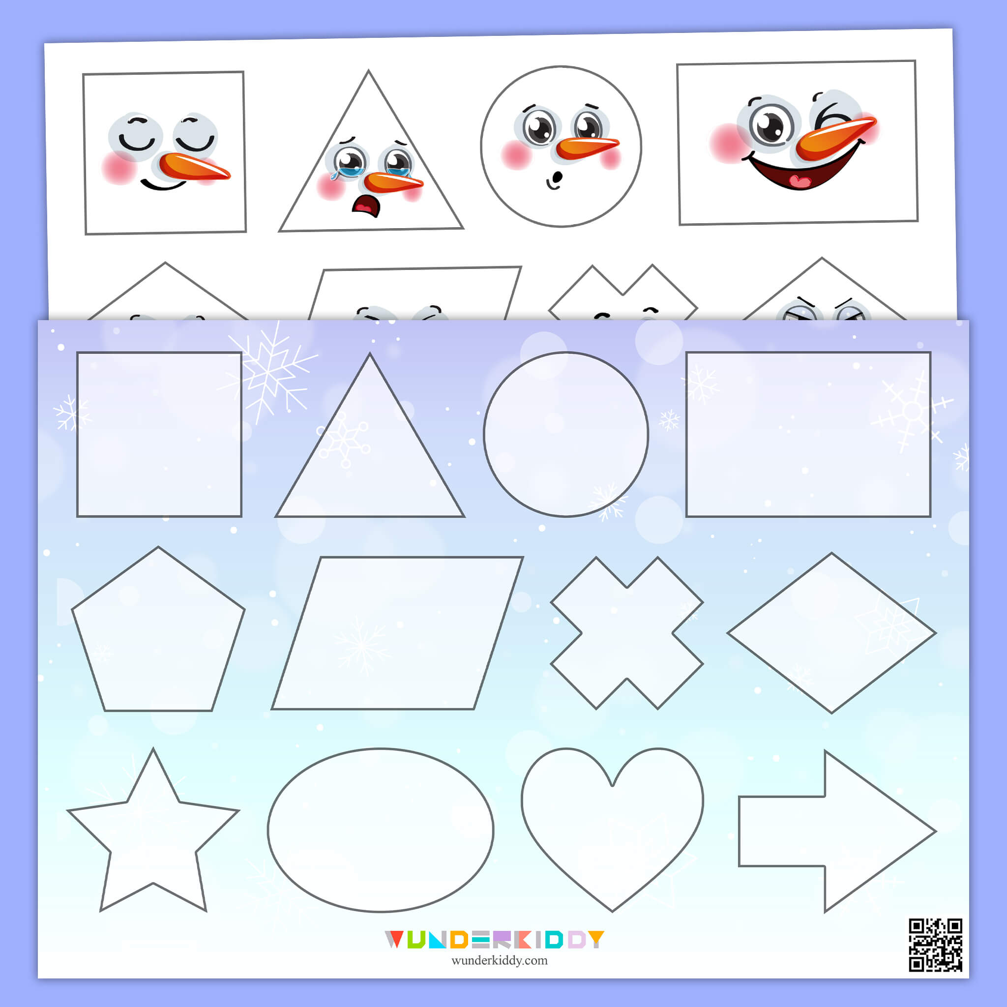 Snowman Shapes Match Activity
