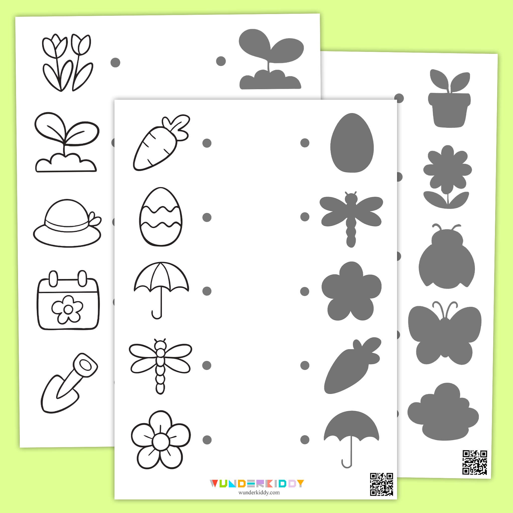 Spring Shadow Matching Worksheets for Toddlers
