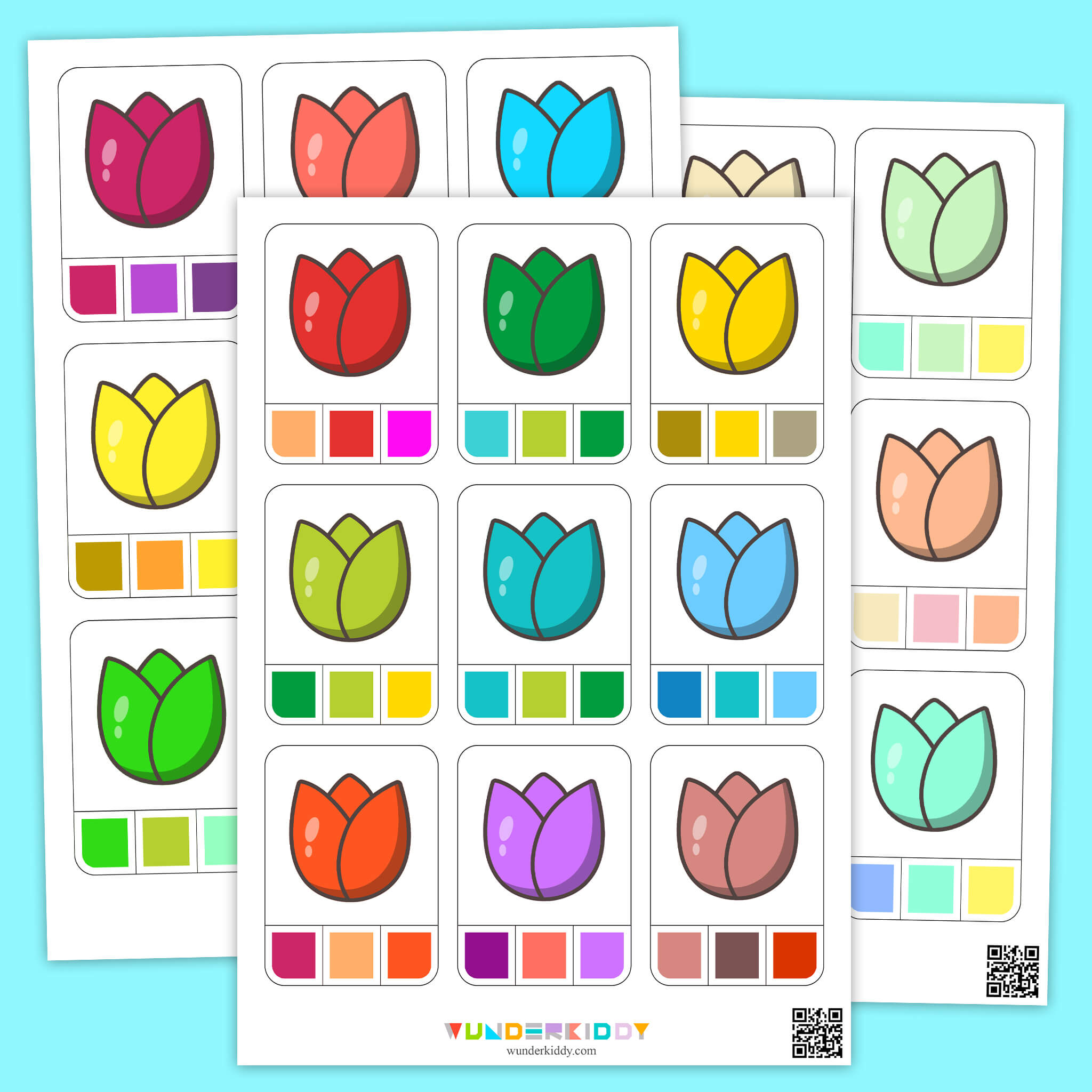 Spring Tulips Color Matching Cards Game