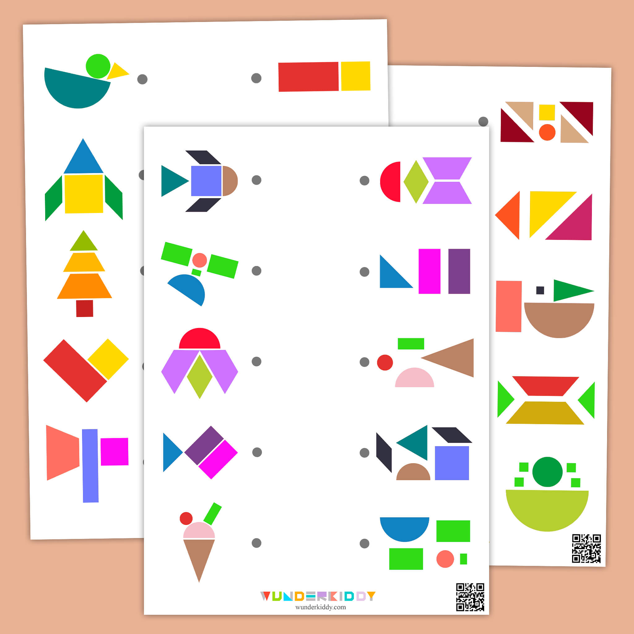 Tangram Puzzle Worksheets for Kids