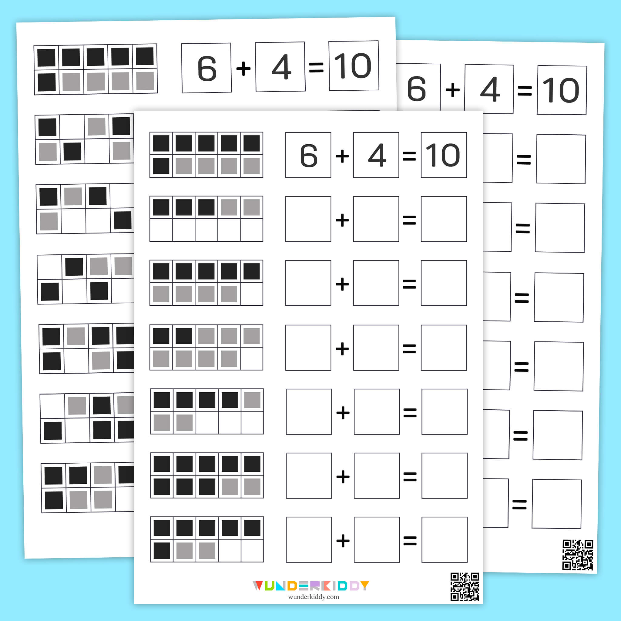 Counting and Addition Worksheets to 10 for Kids
